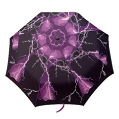 Lightning Pink Sky Rain Purple Light Folding Umbrellas by Mariart