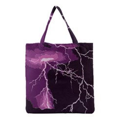 Lightning Pink Sky Rain Purple Light Grocery Tote Bag by Mariart