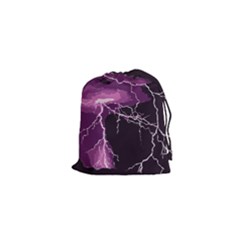 Lightning Pink Sky Rain Purple Light Drawstring Pouches (xs)  by Mariart