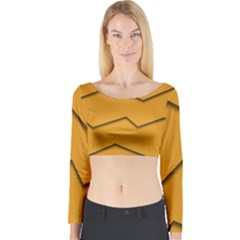 Orange Shades Wave Chevron Line Long Sleeve Crop Top by Mariart