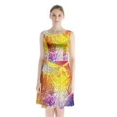 Multi Colour Alpha Sleeveless Waist Tie Chiffon Dress by Mariart