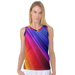 Multicolor Light Beam Line Rainbow Red Blue Orange Gold Purple Pink Women s Basketball Tank Top by Mariart