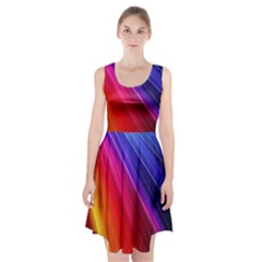 Multicolor Light Beam Line Rainbow Red Blue Orange Gold Purple Pink Racerback Midi Dress by Mariart