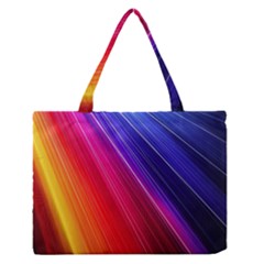 Multicolor Light Beam Line Rainbow Red Blue Orange Gold Purple Pink Medium Zipper Tote Bag by Mariart