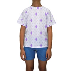 Purple White Hexagon Dots Kids  Short Sleeve Swimwear by Mariart