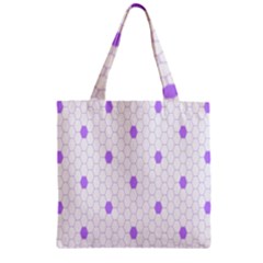 Purple White Hexagon Dots Zipper Grocery Tote Bag