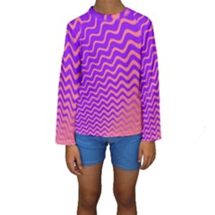 Original Resolution Wave Waves Chevron Pink Purple Kids  Long Sleeve Swimwear