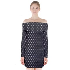Rabstol Net Black White Space Light Long Sleeve Off Shoulder Dress by Mariart