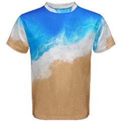 Sand Beach Water Sea Blue Brown Waves Wave Men s Cotton Tee