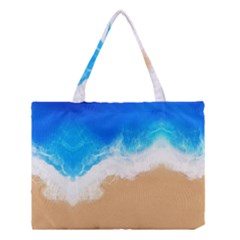 Sand Beach Water Sea Blue Brown Waves Wave Medium Tote Bag