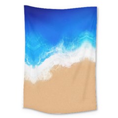Sand Beach Water Sea Blue Brown Waves Wave Large Tapestry