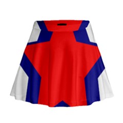 Stars Red Blue Mini Flare Skirt by Mariart