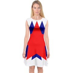 Stars Red Blue Capsleeve Midi Dress by Mariart