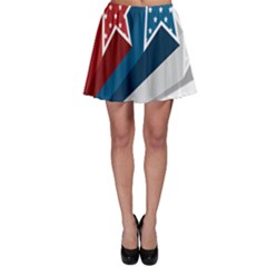 Star Red Blue White Line Space Skater Skirt by Mariart