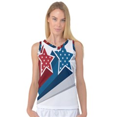 Star Red Blue White Line Space Women s Basketball Tank Top by Mariart