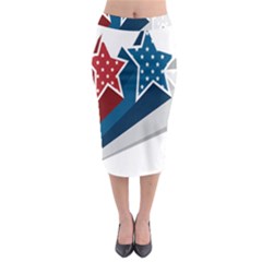 Star Red Blue White Line Space Midi Pencil Skirt by Mariart