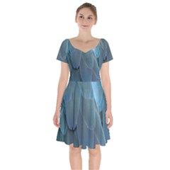 Feather Plumage Blue Parrot Short Sleeve Bardot Dress by Nexatart