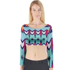 Rhombus hearts and other shapes             Long Sleeve Crop Top