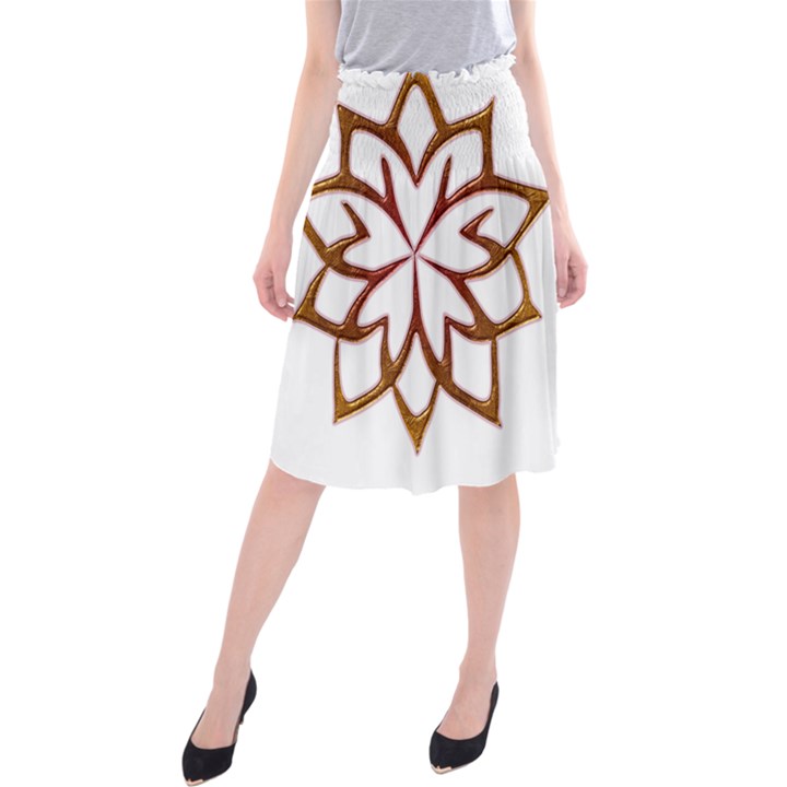 Abstract Shape Outline Floral Gold Midi Beach Skirt