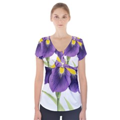 Lily Flower Plant Blossom Bloom Short Sleeve Front Detail Top by Nexatart