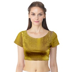 Beer Beverage Glass Yellow Cup Short Sleeve Crop Top (tight Fit)