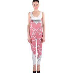 Heart Stripes Symbol Striped Onepiece Catsuit by Nexatart