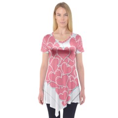 Heart Stripes Symbol Striped Short Sleeve Tunic  by Nexatart