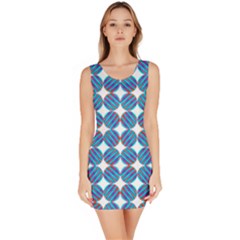 Geometric Dots Pattern Rainbow Sleeveless Bodycon Dress