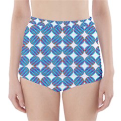 Geometric Dots Pattern Rainbow High-waisted Bikini Bottoms by Nexatart