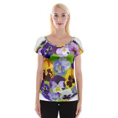 Spring Pansy Blossom Bloom Plant Women s Cap Sleeve Top by Nexatart