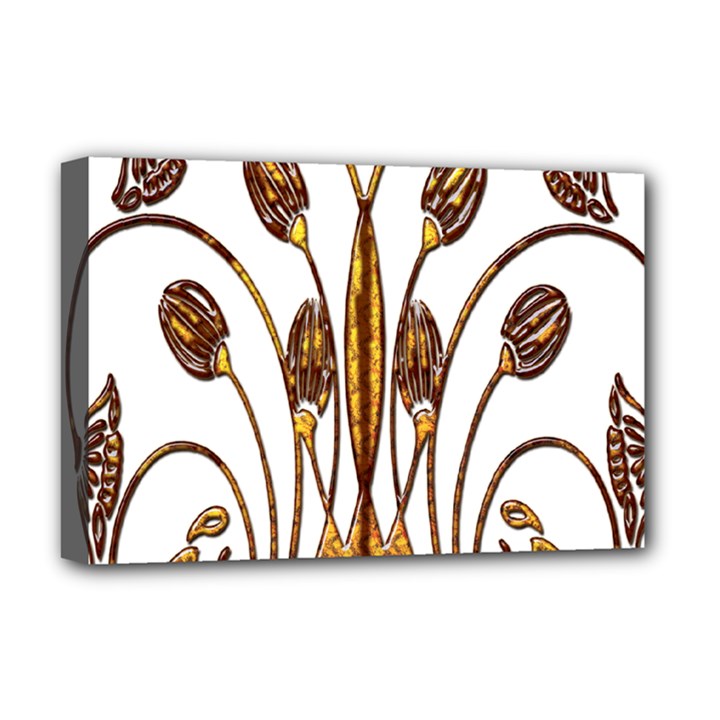 Scroll Gold Floral Design Deluxe Canvas 18  x 12  