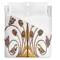 Scroll Gold Floral Design Duvet Cover (queen Size) by Nexatart