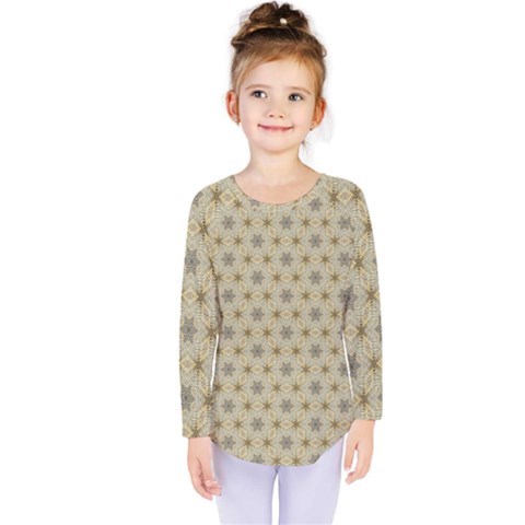 Star Basket Pattern Basket Pattern Kids  Long Sleeve Tee by Nexatart