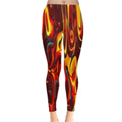 Effect Pattern Brush Red Orange Leggings  by Nexatart