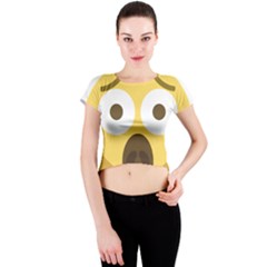 Scream Emoji Crew Neck Crop Top by BestEmojis