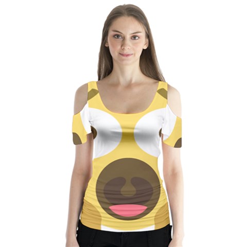 Scream Emoji Butterfly Sleeve Cutout Tee  by BestEmojis