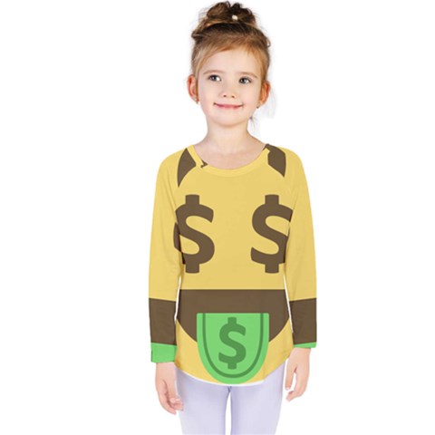 Money Face Emoji Kids  Long Sleeve Tee by BestEmojis