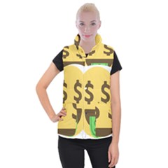 Money Face Emoji Women s Button Up Puffer Vest by BestEmojis