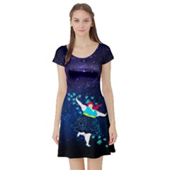 Galaxy Garden Short Sleeve Skater Dress 