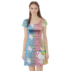 Rainbow Short Sleeve Skater Dress by tonitails