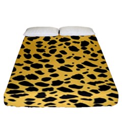 Skin Animals Cheetah Dalmation Black Yellow Fitted Sheet (king Size) by Mariart