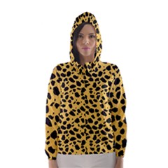 Skin Animals Cheetah Dalmation Black Yellow Hooded Wind Breaker (women) by Mariart