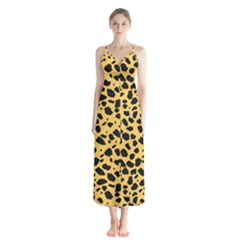 Skin Animals Cheetah Dalmation Black Yellow Chiffon Maxi Dress