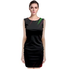 Streaks Line Light Neon Space Rainbow Color Black Sleeveless Velvet Midi Dress by Mariart