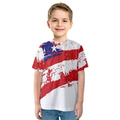 Red White Blue Star Flag Kids  Sport Mesh Tee