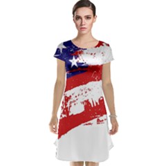 Red White Blue Star Flag Cap Sleeve Nightdress by Mariart