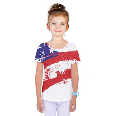 Red White Blue Star Flag Kids  One Piece Tee by Mariart