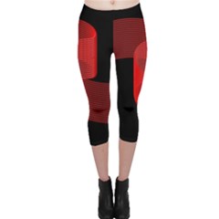 Tape Strip Red Black Amoled Wave Waves Chevron Capri Leggings  by Mariart