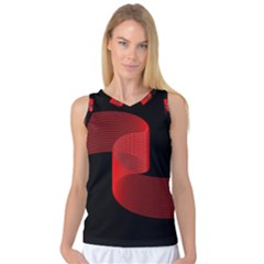 Tape Strip Red Black Amoled Wave Waves Chevron Women s Basketball Tank Top by Mariart