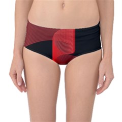 Tape Strip Red Black Amoled Wave Waves Chevron Mid-waist Bikini Bottoms